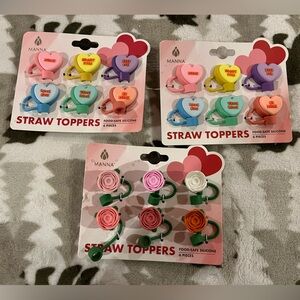 NWT Manna Heart-Shaped Straw Toppers Set